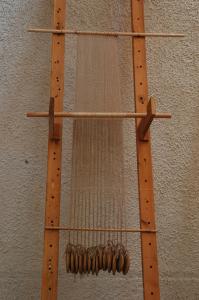 Reconstructed warp-weighted loom. Photo S. Spantidaki.